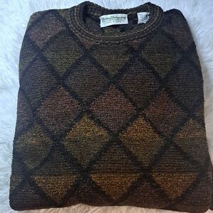 Norm Thompson Italian Diamond Men's Argyle Crewneck Electic Grandpa XL Sweater